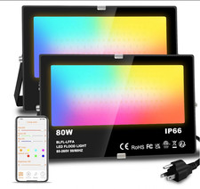 LED Flood Light Outdoor 800W Equivalent 8000LM Smart RGB Landscape Lighting with