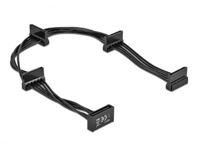 Delock Kabel Power SATA 15 Pin Stecker 4 x SATA 15 Pin Buchse 40 cm schwarz