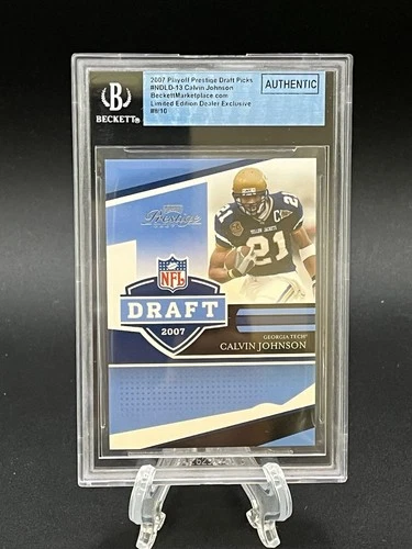Calvin Johnson 2007 Playoff Prestige Rookie Beckett Authentic Dealer Exclusive