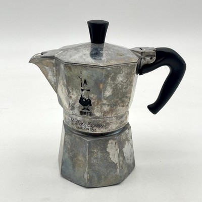 VTG Bialetti Moka Express Stovetop Espresso Maker 3 Cup Aluminum Black Handle