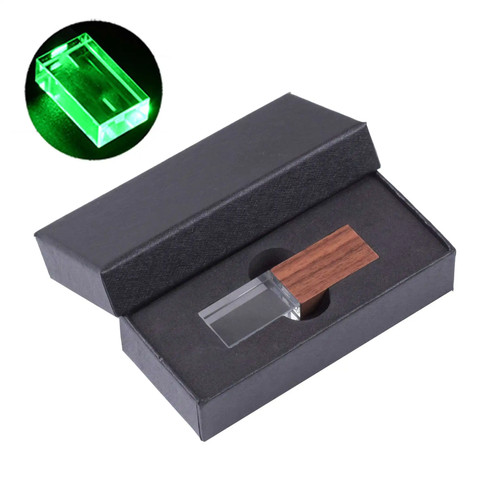 Free Custom Logo USB Flash Drive White LED Crystal Black Box Memory Stick Drives - Afbeelding 32 van 36