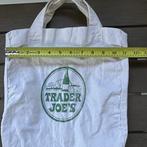 Vintage Trader Joes Beige Canvas Bag Tote Green Oval Logo Wine Bread USA *Stains - Picture 11 of 14