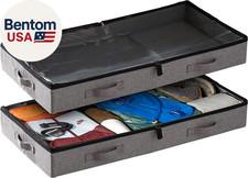 under Bed Storage Containers, Low Profile Underbed Organizers with Sturdy Handle