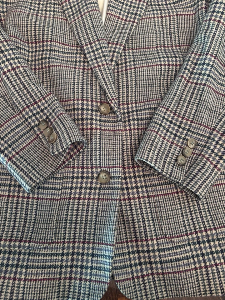 Blazer Talbots para mujer vintage a cuadros talla P pequeño adorno de botones Foto 2 de 4