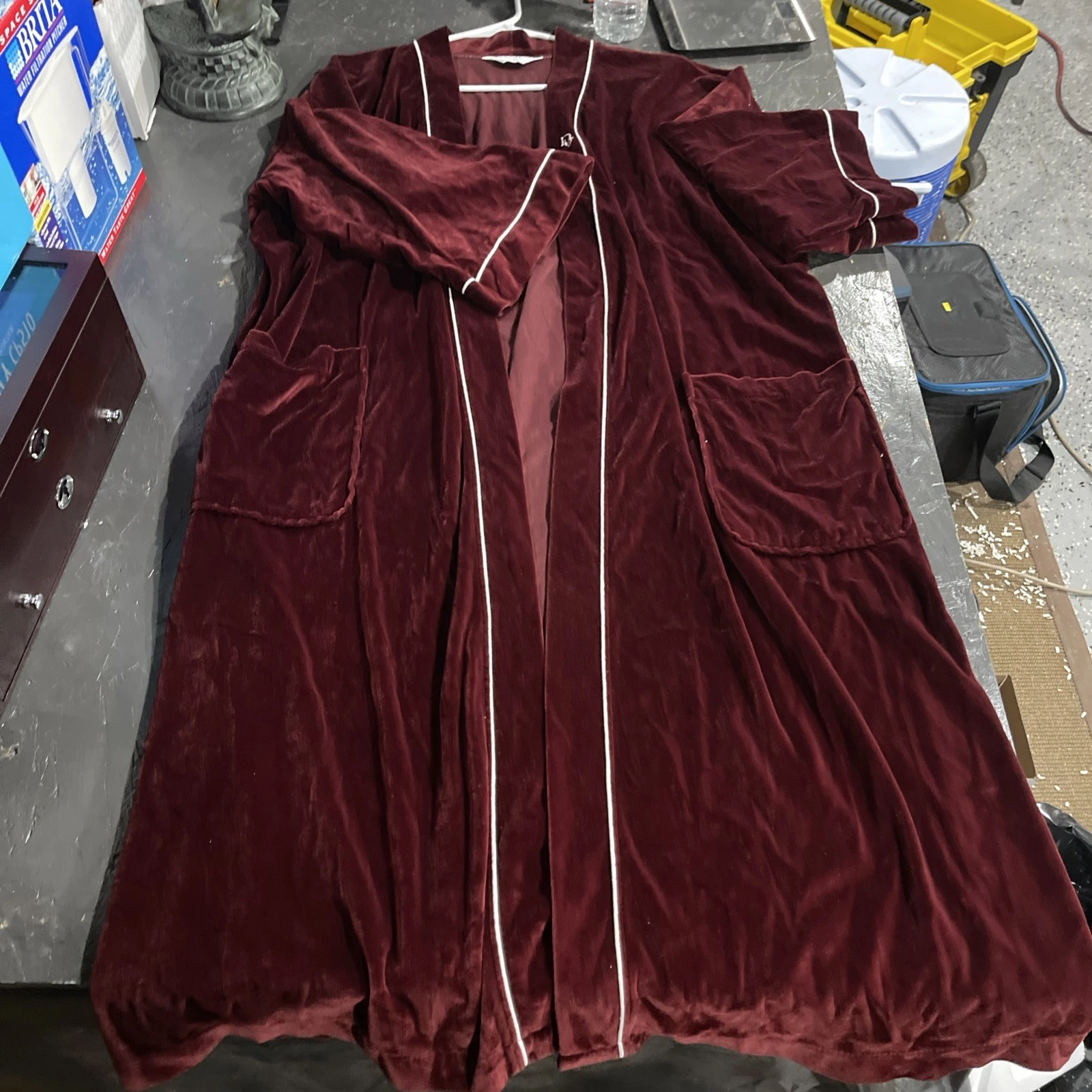 Robe ceinturée Christian Dior Monsieur velours marron rouge taille 1 vintage (manque ceinture)