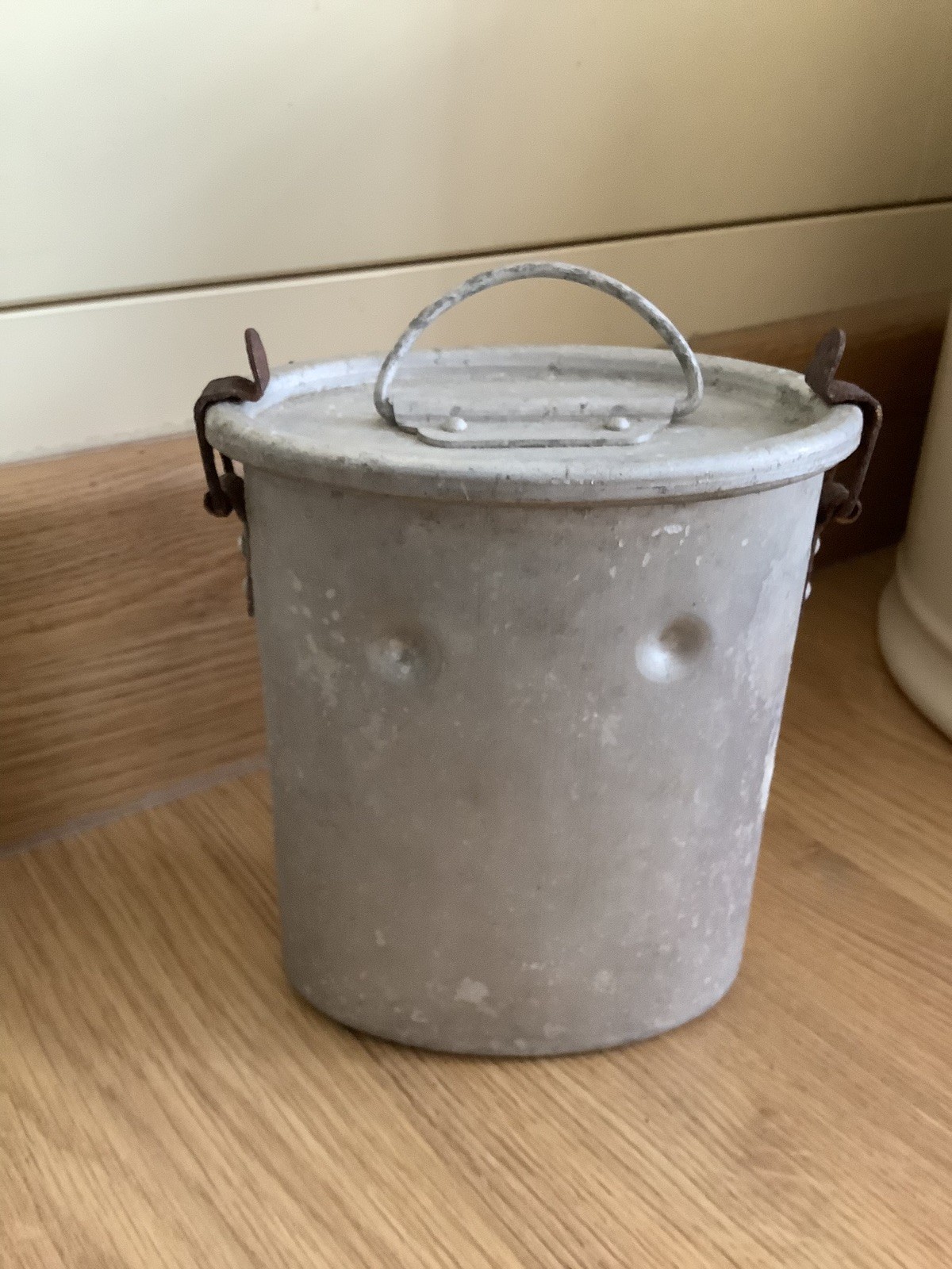 Vintage French WW2 Era Military Aluminium Billy Can / Mess Tin