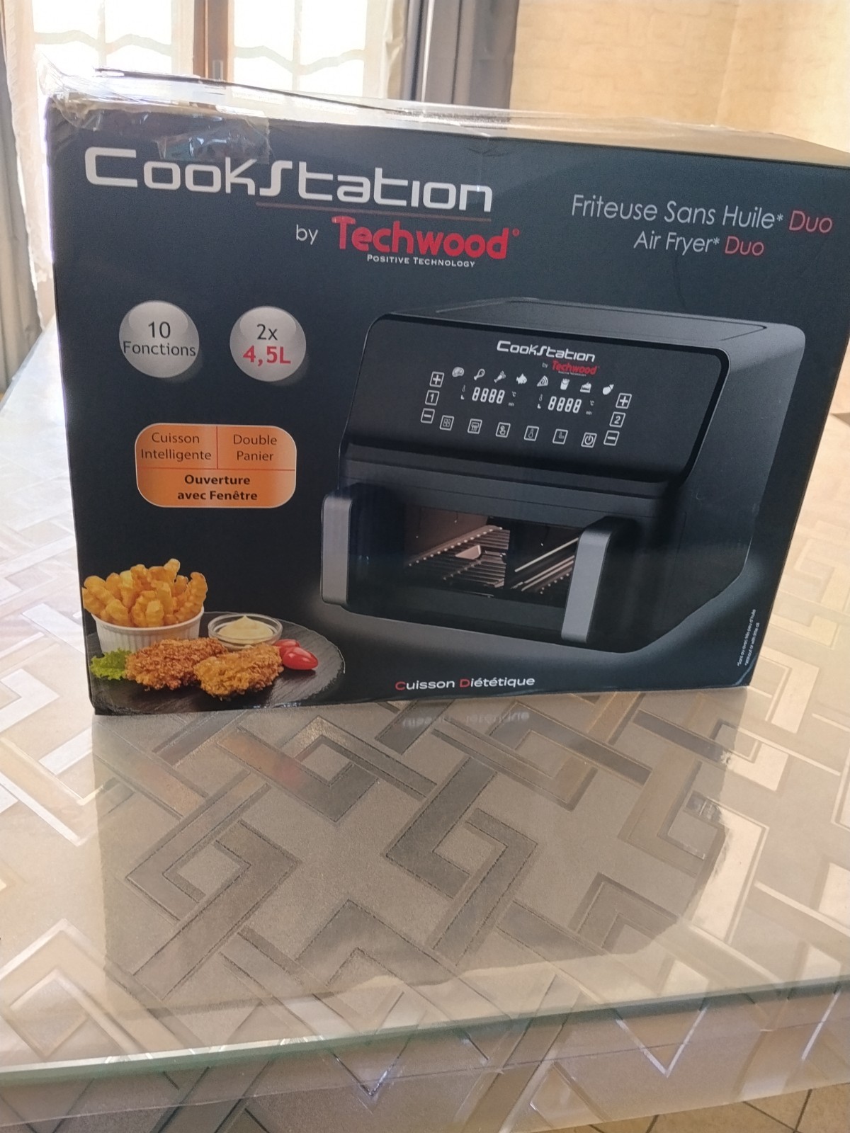 Friteuse neuve sans huile Techwood Duo 9L : Cuisson croustillante saine et double compartiment
