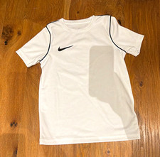 Nike Dri-FIT Jungen T-Shirt Wei&szlig;/Schwarz Kurzarm Rundhals atmungsaktiv XS
