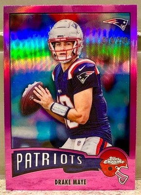 JERSEY NUMBER MATCH! 2025 Topps Chrome Drake Maye Pink 10/250! 1975 TOPPS PATS!