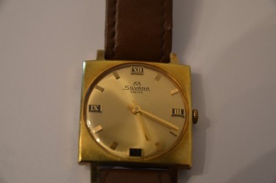 Vintage Herren Armbanduhr Silvana Swiss 50er Jahre vergoldet