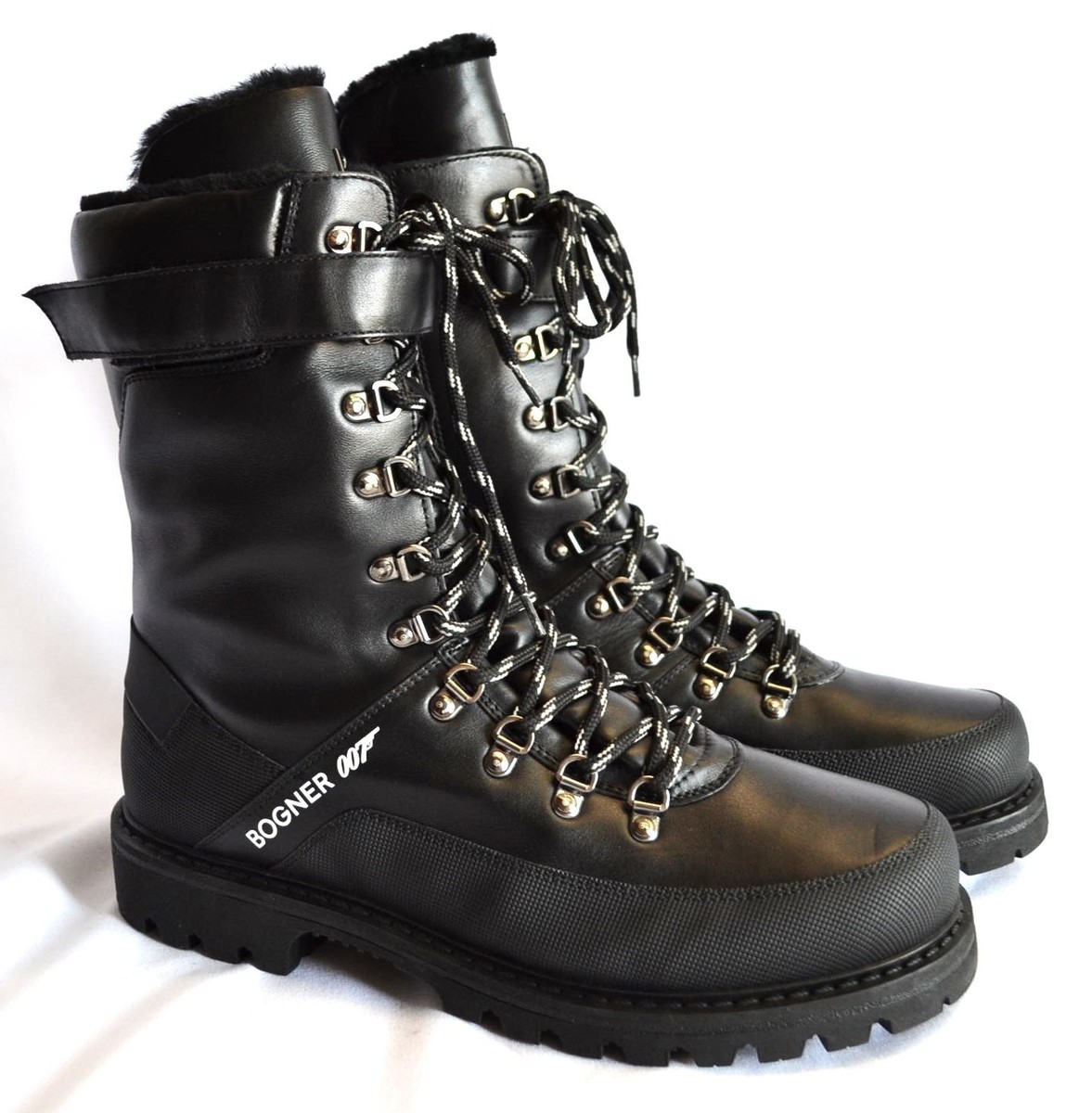 BOGNER 007 HELSINKI HERREN LEDER STIEFEL BOOTS FELL SCHWARZ BOND