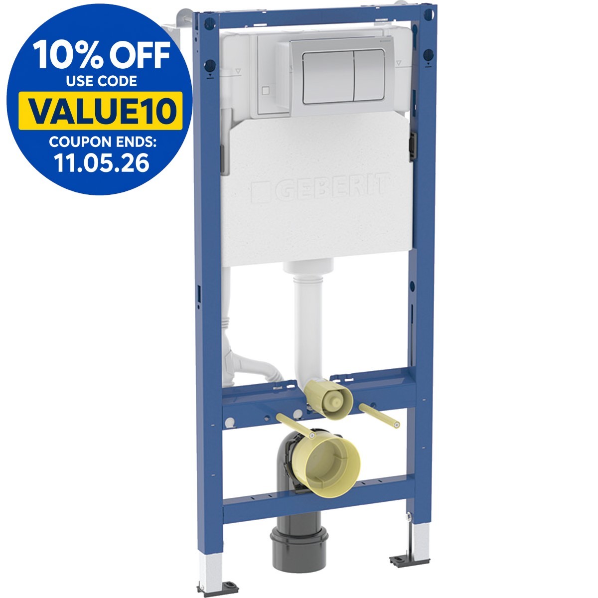 Geberit 1120mm Duofix Wall Hung Frame Flush Plate & Delta Dual Concealed Cistern