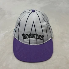 Colorado Rockies Blue Moon Promo Hat Adult OSFM Snapback White Purple Pinstripes