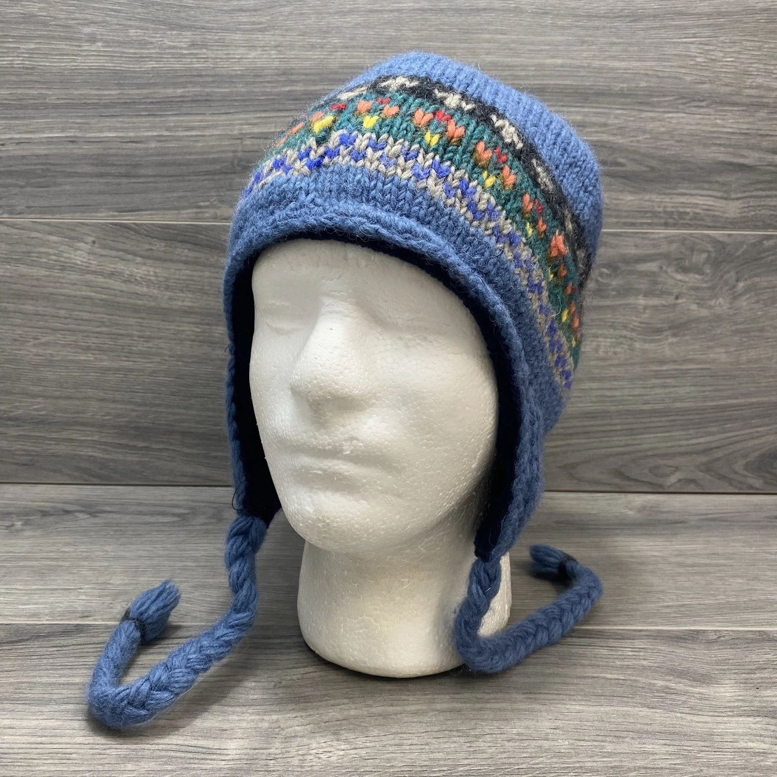 Everest Designs Wool Fleece Lined Beanie Winter Cap Blue Hat Outdoor Skiing Hike