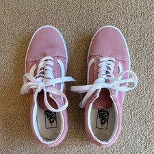VANS Old Skool Pink Canvas Sneakers Lace Up Breathable Low Top Athletic Shoes