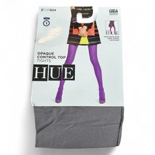 Hue Opaque Control Top Tights Size 1 Seal Gray NWT