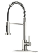 Kitchen Faucet with Pull Down Sprayer, Brushed Nickel Stainless Steel Single ...