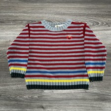 Vintage Sesame Street Sweater Kids 4T Multicolor Stripe Elmo Knit Crewneck 90s