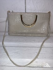 Vintage Party Evening Ivory Sequin Mesh Handbag With Gold Metal Handles
