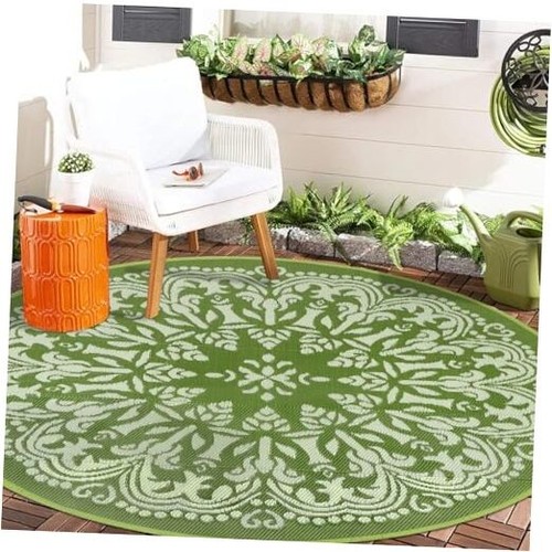 Round Outdoor Patio Rugs 6Ft Waterproof Indoor Outdoor Area Rugs Clearance