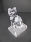 Cristal D'Arques France Crystal Cat with Frosted Base Paperweight Figurine — photo 2