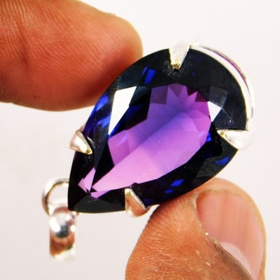 Natural Purple Tanzanite Pendant 53.30 Ct Pear Cut 925 Silver Loose Gemstone