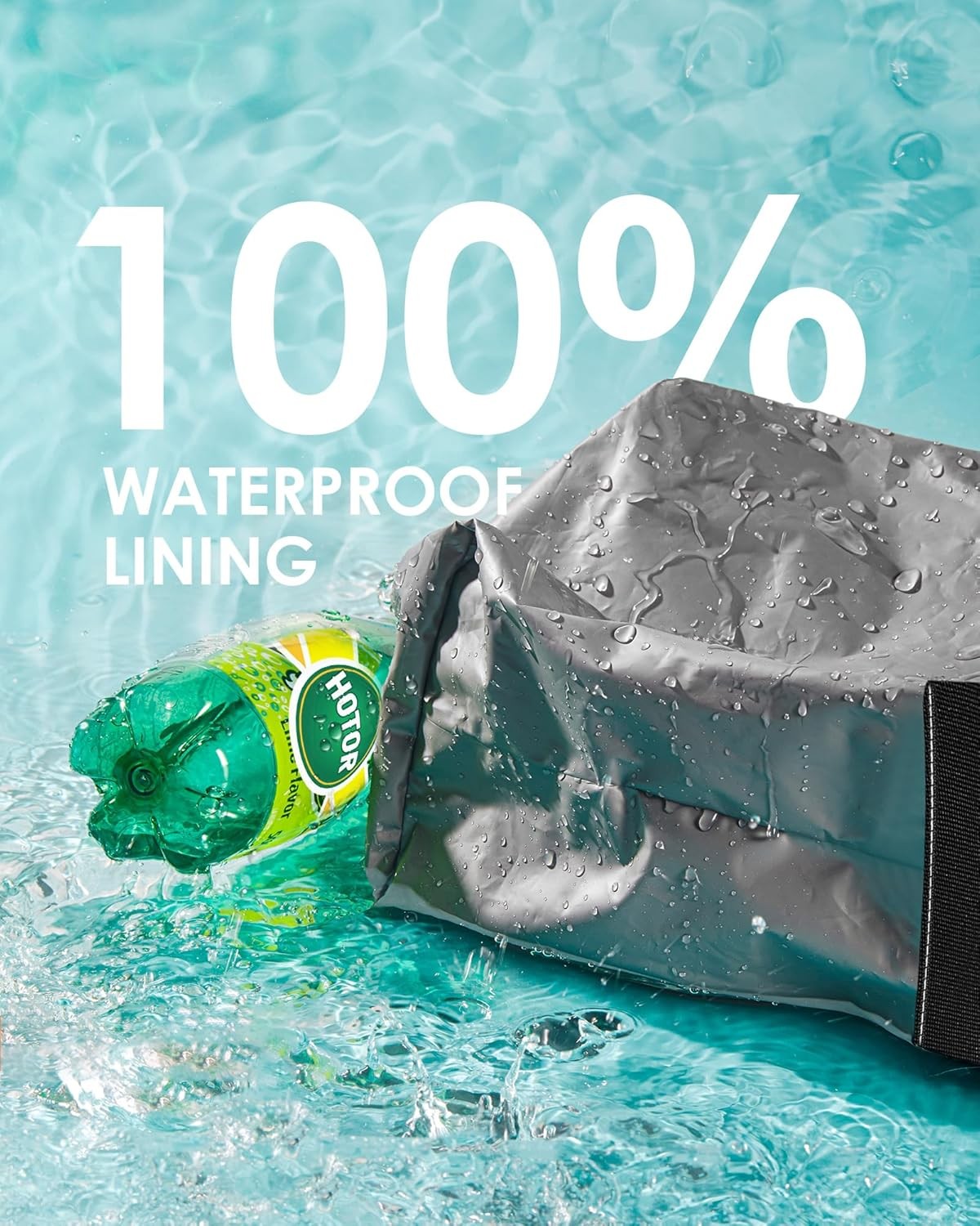 HOTOR Car Trash Can with Lid and Storage Pockets - 100% Leak-Proof Organizer, Wa