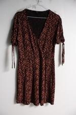 Next Womens Floral Patterned Wrap Style Jersey Dress Brown - Size 10 (F89)