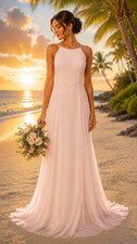 Jenny Yoo Formal Dress 16 Pink Strappy Soft Organza Lined Slit Bridesmaid Prom