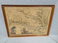 Vtg 1939 Hand Colored Pictorial Map of Jamestown Williamsburg Yorktown Virginia