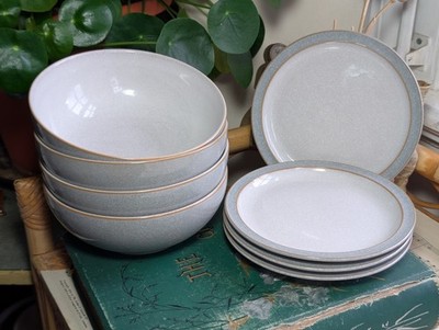 Denby - Elements hellgrau kleine Teller und Schüsseln 4er Set 