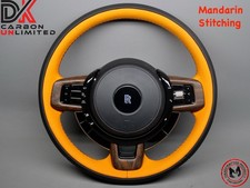 Rolls Royce Cullinan Thick Rimmed Two Tone Black Mandarin Stitch Steering Wheel