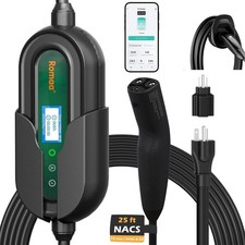 Level 1/2 Portable Charger for Tesla, 16A Adjustable Current Mobile Charger, 25f