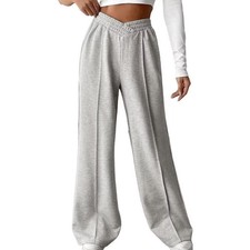 Wide Leg Sweatpants Women High Rise V Crossover Wasit Baggy Sweat Pants