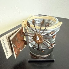 NWT Jan Barboglio  Chica Lita Candle Holder glass & iron -   Gorgeous!