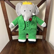 King Babar Elephant Yottoy 14 Plush Toy Stuffed Animal Green Suit Classic VTG