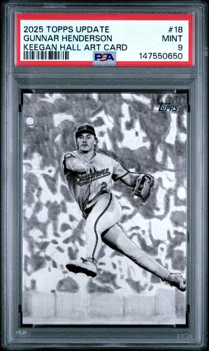 2025 Topps Gunnar Henderson Keegan Hall Art Cards SSP PSA 9 Baltimore Orioles