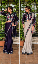 NEW SAREE BLOUSE NEW SARI INDIAN WEDDING DESIGNER BOLLYWOOD PAKISTANI PARTY WEAR