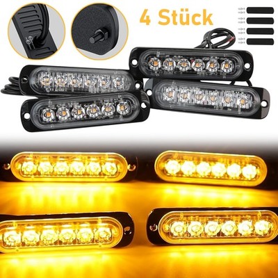 4x Frontblitzer LED Blitzlicht Warnleuchte Strobe Licht Gelb 12V 24V KFZ LKW PKW