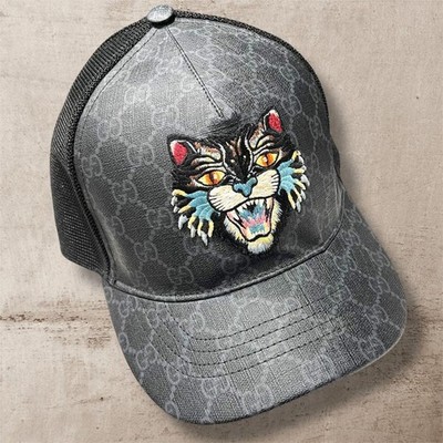 GUCCI logo angrycat trucker cap | eBay