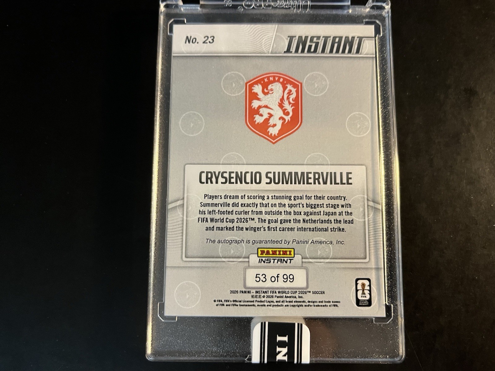 2026 Panini Instant FIFA World Cup Autograph Crysencio Summerville Auto /99 view 2