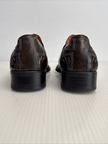 Robert Wayne Beatle Hand-Pick Stitching Cross Square Toe Loafer - Black - 13 - Picture 8 of 12
