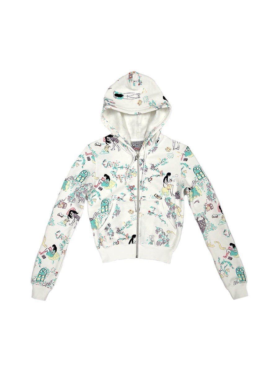 Ashley Williams Full Zip Hoodie White Garden Story Mask Graphic