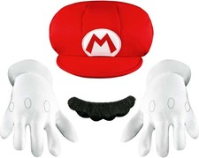 Costume Nintendo Mario Child Accessory Kit Hat Gloves Mustache 73771