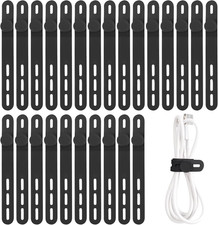 25 Pcs Silicone Cable Ties, Cable Ties Reusable, High Elasticity Cord Wraps for