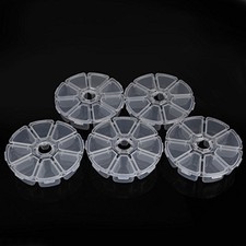 5Pcs 8 Compartments Plastic Clear Round Craft Gem Beads Display Storage Case ...
