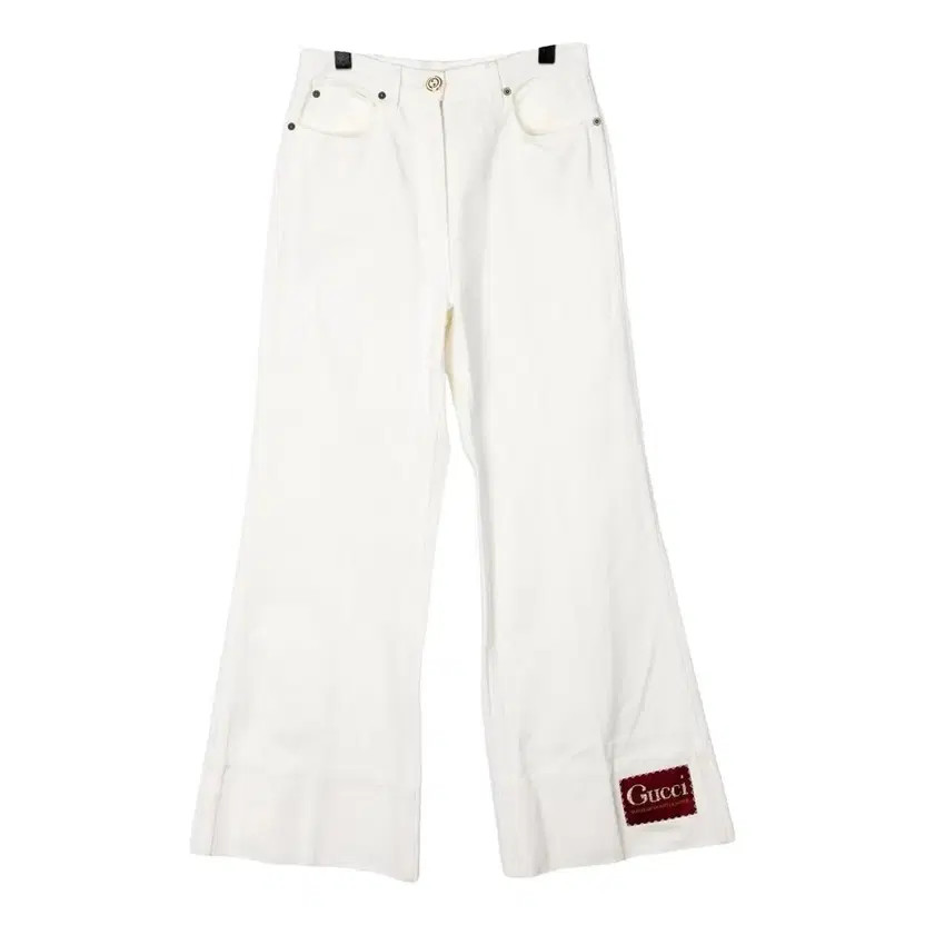 Gucci White Wide Denim Pants for Women, Size 24, Pre-Owned