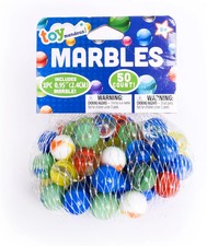 TOYMENDOUS 50 Piece Marbles - Colorful Glass Set with Shooter - Ages 8 