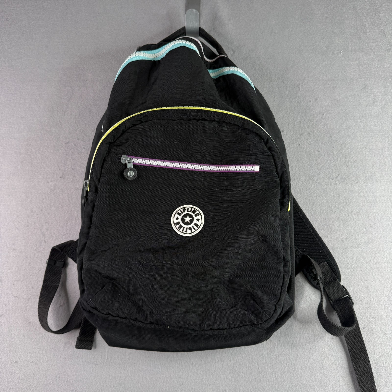 Black Crinkle Nylon Multicolor Zippers Live Light Logo