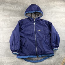 Nike Reversible Boys' Blue Jacket Size M Vintage 90s Fleece Lined Full Zip